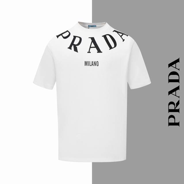 款号#Z188 普拉达字母项链圆领短袖 Prada官网一致款式 面料：32支双纱280克纯棉面料 同缸同色织染螺纹 颜色一致 工艺：进口机器白墨直喷印花工艺 配