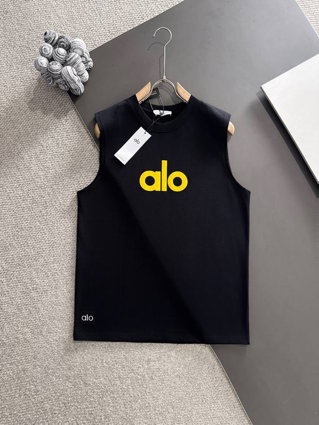 Alo * 市场独家品质 爆款 2025夏款背心上新 原高版本 Alo 面料采用340克高密度定制棉 不变形 不缩水 立体垂感爆表 工艺介绍：前幅采用泡沫印Al