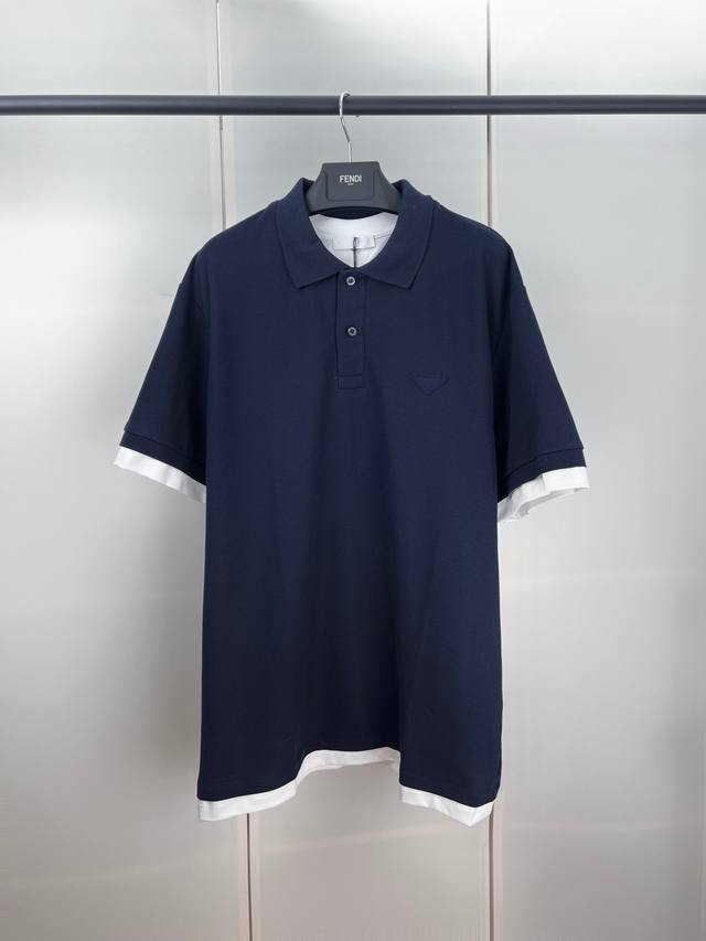 Prada普拉达三角标撞色Polo衫 S M L Xl