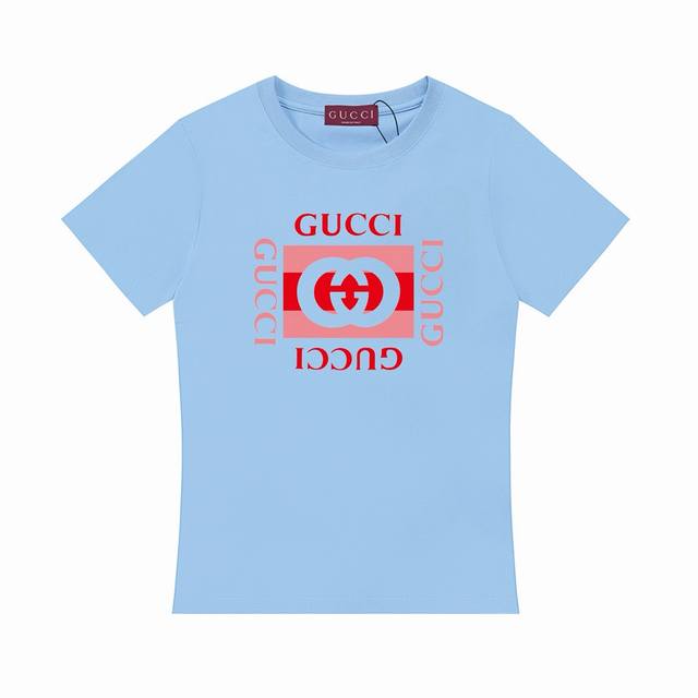 女装 Gucci 古驰 2025新款 四G字母Logo 正肩收腰修身版型 女款 短袖T恤 定制190克冰瓷棉，冰感顺滑亲肤透气 定染32支双股螺纹 领标吊牌主唛