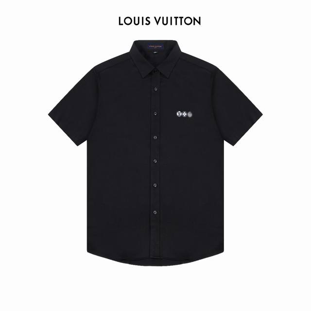 Lv徽标Logo设计高品质短袖衬衫 对版定染面料 上身高级感十足 纯棉竹纤维面料 质量高 男女同款 码数:39-43 M-3Xl