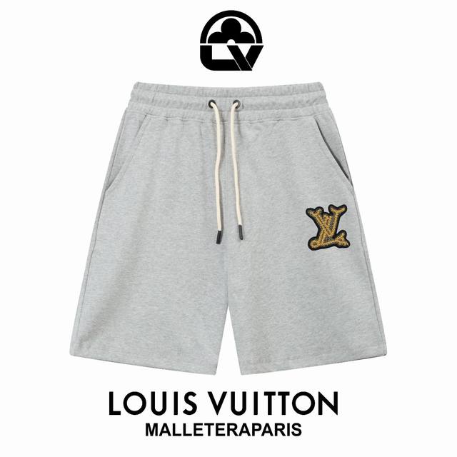顶级版本，区别通货 Lv 路易威登Ss秀款 修身线条简约印花字母Logo潮流男女同款短裤 兼容所有身材 腰部松紧带黑白抽绳设计 定制抽绳口袋两侧都带有斜插口袋设