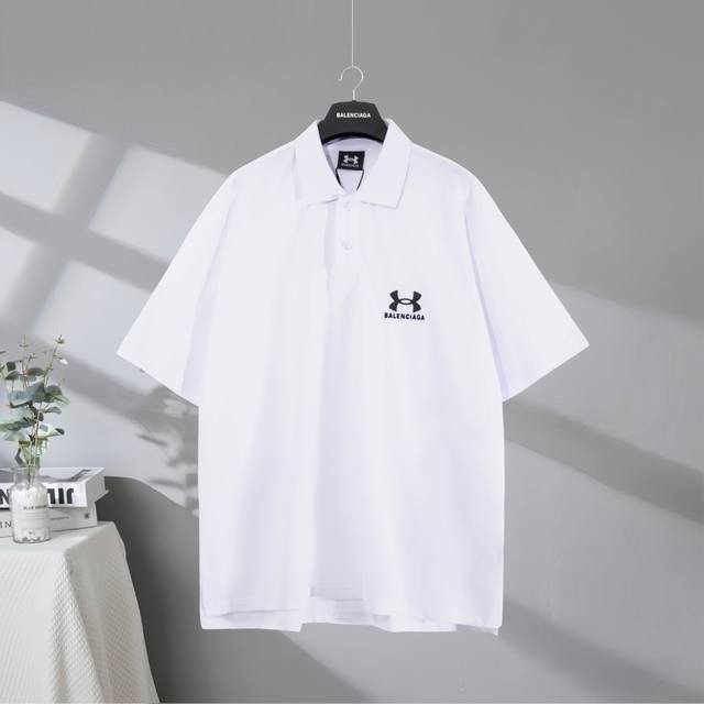 B195# 市场顶级品质 Balenciaga 巴黎世家2025Ss 安德玛联名翻领Polo衫刺绣字母短袖T恤 Logo采用进口田岛刺绣工艺 市场顶级的质量 官