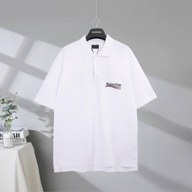 B192# 市场顶级品质 Balenciaga 巴黎世家2025Ss 可乐海浪翻领Polo衫刺绣字母短袖T恤 Logo采用进口田岛刺绣工艺 市场顶级的质量 官网