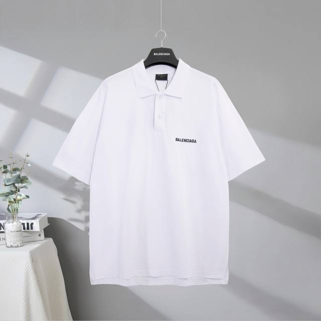 B191# 市场顶级品质 Balenciaga 巴黎世家2025Ss 经典小标翻领Polo衫刺绣字母短袖T恤 Logo采用进口田岛刺绣工艺 市场顶级的质量 官网