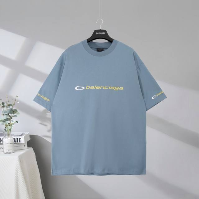 B175# 市场顶级品质 Balenciaga 巴黎世家2025Ss 环形字母袖口微标刺绣短袖T恤 Logo采用进口田岛刺绣工艺 市场顶级的质量 官网品质 罗纹