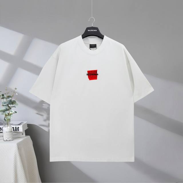 B169# 市场顶级品质 Balenciaga 巴黎世家2025Ss 美工胶带压胶小字母Logo刺绣短袖T恤 Logo采用进口田岛刺绣工艺 胶带采用进口胶浆压胶