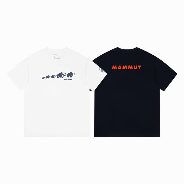 高品质 猛犸象 Mammut 夏季圆领印花经典字母大象 官网同步 款号：B12 面料：定制冰感爽滑棉 码数：S-2Xl 颜色：黑白两色