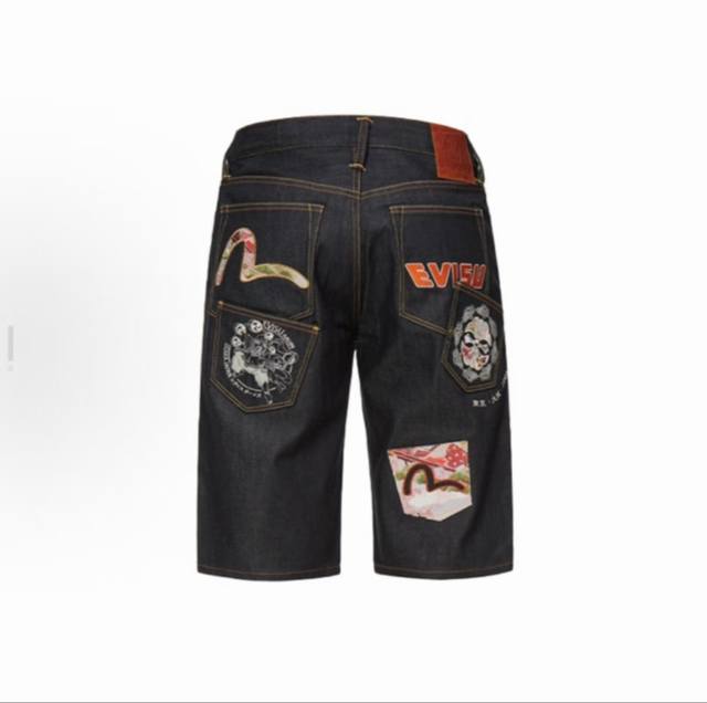上新 Evisu 多口袋刺绣牛仔短裤 男款 牛仔色 原牛赤耳 码数：29 30 32 33 34 36 38