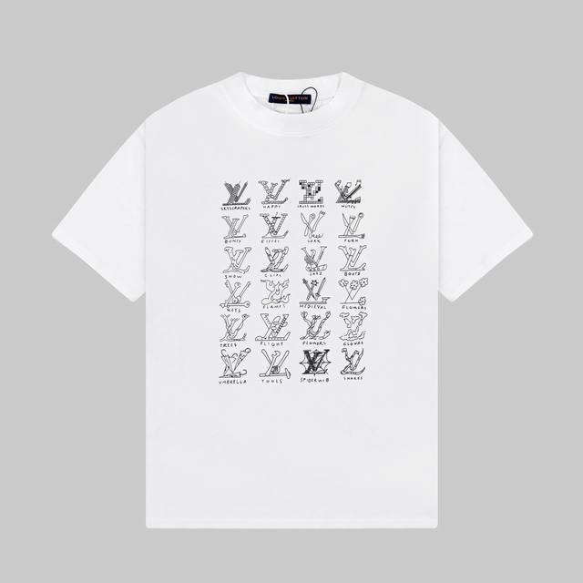 Dl72 Dlv Dlouis Vuitton 路易威登 23Ss Dlogo图案印花金典短袖T恤 定制280克同缸染面料 手感非常舒服 春夏最新砖柜同步 Os