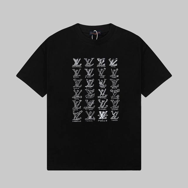 Dl72 Dlv Dlouis Vuitton 路易威登 23Ss Dlogo图案印花金典短袖T恤 定制280克同缸染面料 手感非常舒服 春夏最新砖柜同步 Os