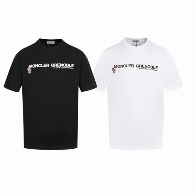 上新款号：Mk1080 2025早春Moncler 蒙口 官网同款印花图案 双纱纯棉短袖 - 260G双纱纯棉顶级面料 手感柔软 百分百纯棉独家出货 定染硫化黑