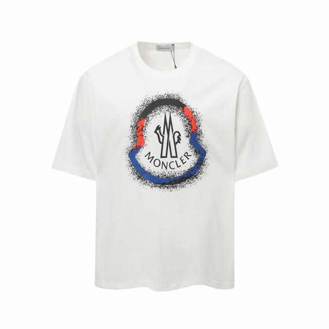 上新款号：Mk1065 2025早春Moncler 蒙口 官网同款印花图案 双纱纯棉短袖 - 260G双纱纯棉顶级面料 手感柔软 百分百纯棉独家出货 定染硫化黑