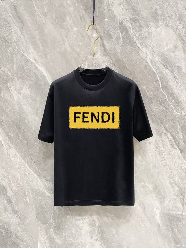 款号:Fd34 Fendi 芬迪 2025夏季新款圆领短袖T恤！ - 260G双纱纯棉顶级面料 手感柔软 百分百纯棉独家出货 定染硫化黑无尘处理面料 -面料：2