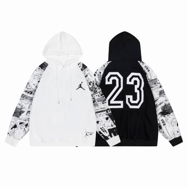 3011#Aj飞人毛圈卫衣 黑 白 M-Xxl