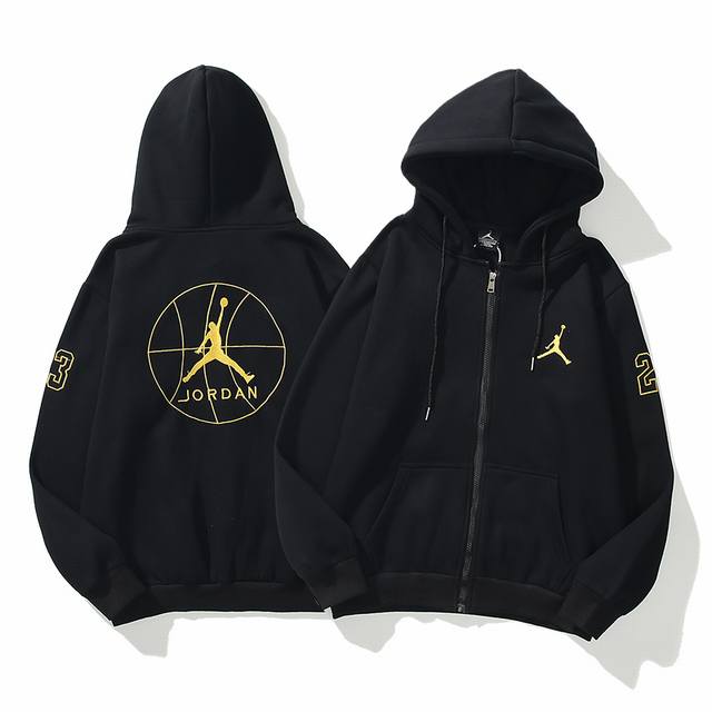 3012#Aj飞人加绒外套 黑色 M-Xxl