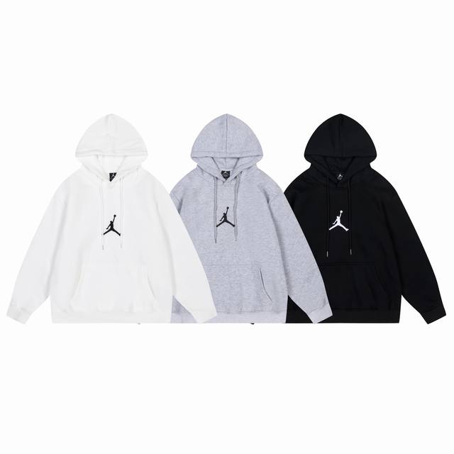 3025#Aj飞人加绒卫衣 黑 白 灰 M-Xxl