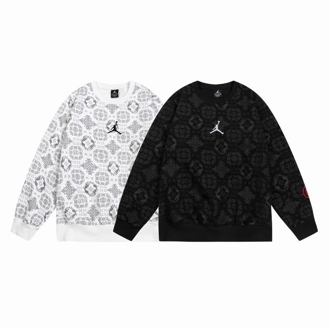 505＃Aj飞人圆领加绒 毛圈 卫衣 黑 白 M-Xxl