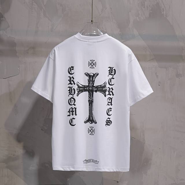 潮牌十字架梵文字母印花休闲短袖T恤，男女同款，定制精梳全棉全工艺环保26支双纱270克重面料，黑色、白色，码数：S-Xl，#9007，