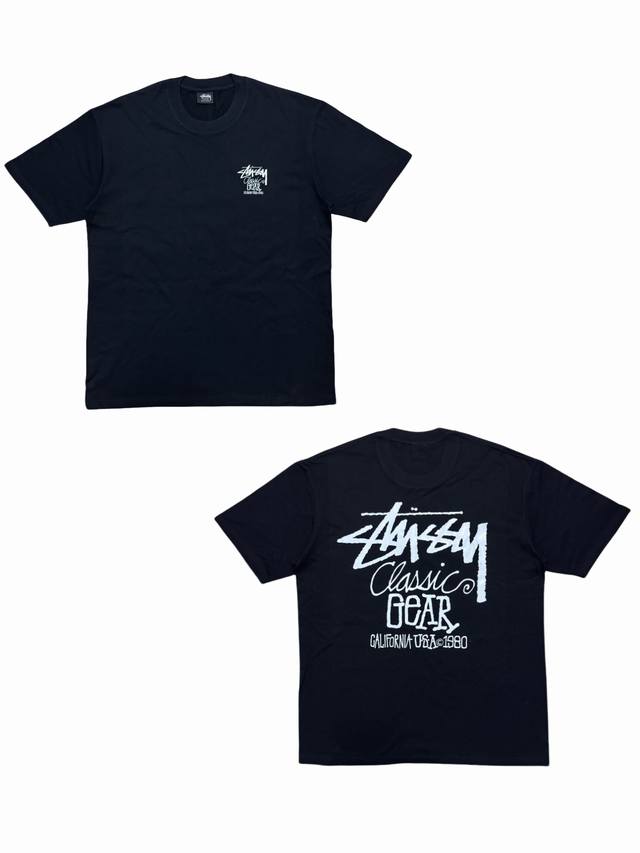 S294# Stussy 经典印花Logo罗纹短袖T恤 男女同款 采用圆筒无缝工艺 原版工艺 衣服侧面没有缝合骨位 鉴定重点 面料：全都订织定染，260G克重，