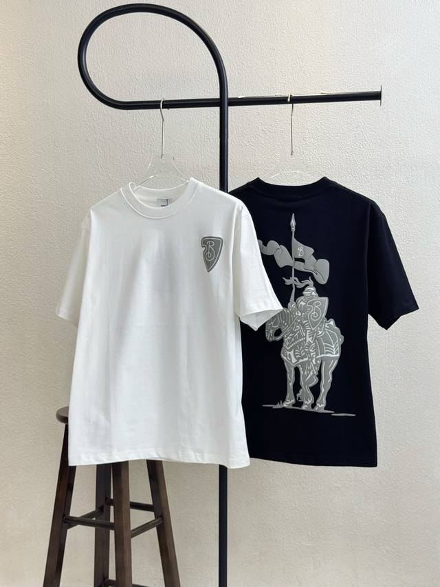 款号X145 Burberry 巴宝莉立体战马发泡印花圆领短袖 官网买的样衣回来打的板 原色原版1:1 市场发这么低不发这个价格P没办法 情侣同款 全套包装 三