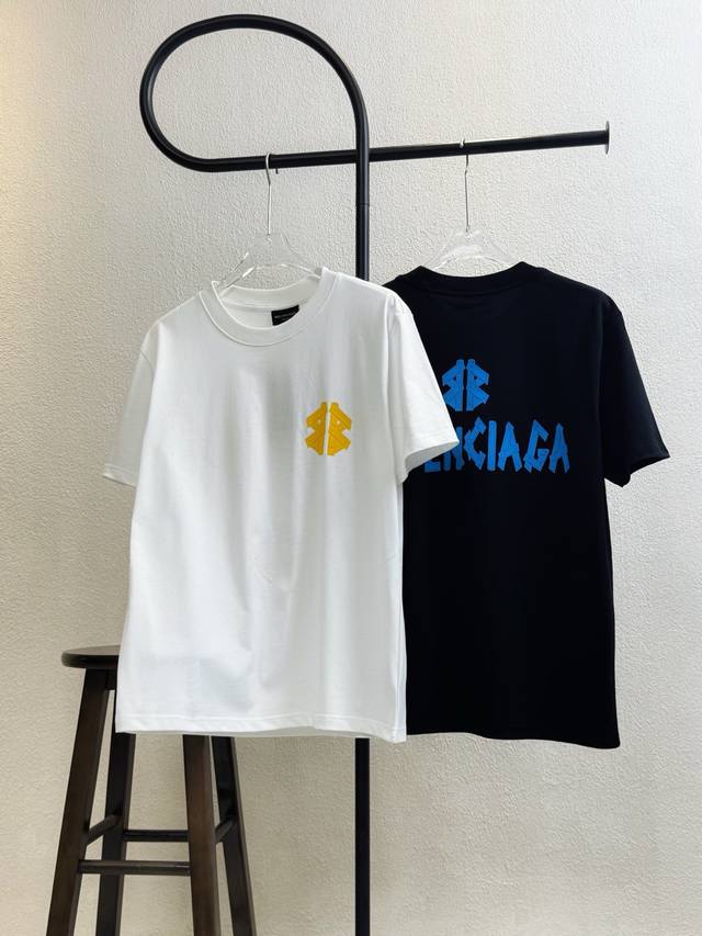 款号Xb81 Balenciaga巴黎字母胶带立体叠层硅胶圆领短袖 情侣同款 全套包装 三标齐全 区别市场通货 随意对比 纯棉280克高克重32支双纱 不起球