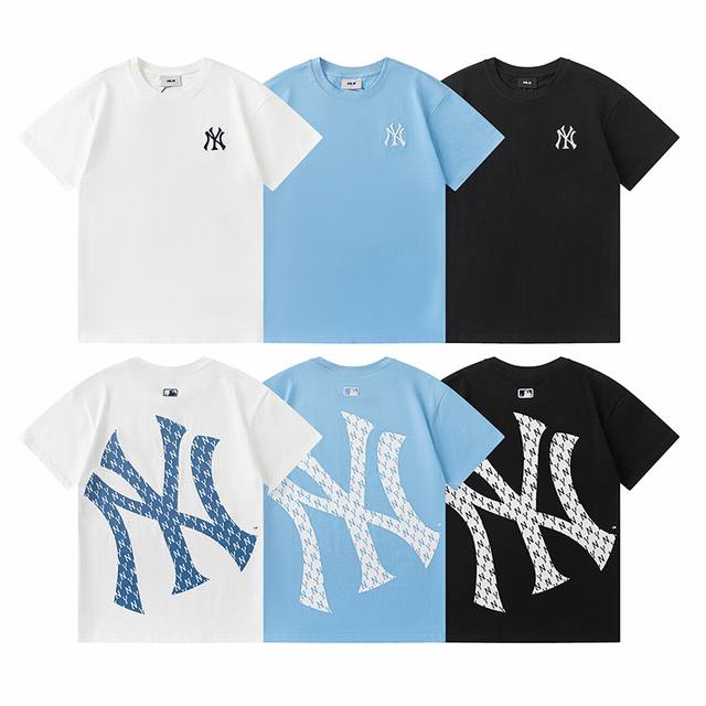 款号619 #爆单预警！Mlb经典款T恤来啦～ 黑白两色永不出错，胸前小标+后背大Logo设计，Ny字母刺绣超精致，密密麻麻的字母细节拉满，高级感直接拿捏！ 纯