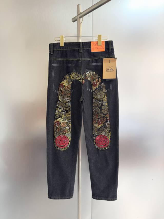 Evisu福神刺绣牛仔长裤男女同款 高弹牛仔面料！重磅专柜最新款！走一波！绝对私房牛货！官网柜子同步火爆在售！后侧刺绣摸起来手感立体有型 做工品质之类 无需多言