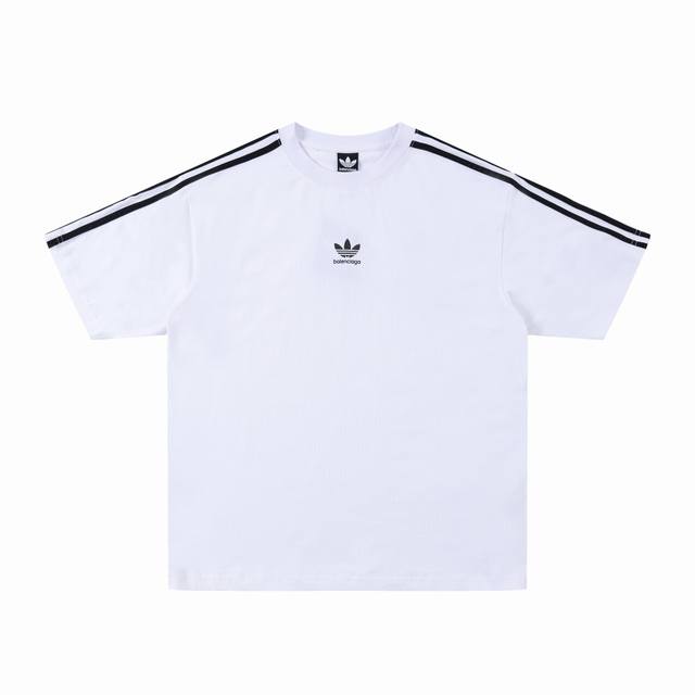 上新 顶级版本-Balenciaga-巴黎世家联名阿迪达斯三叶草短袖T恤.原版开发定织面料工艺洗水处理 高克重300克面料 质感十足 布面干净 柔软舒适 .索罗