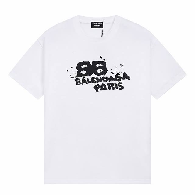 Balenciaga巴黎世家新款涂鸦印花短袖 宽松版型 采用260克精梳棉双纱 从面料到辅料全部三标齐全跟足Zp 进口松井公司浆料印花绝不开裂 整件做法采用三针