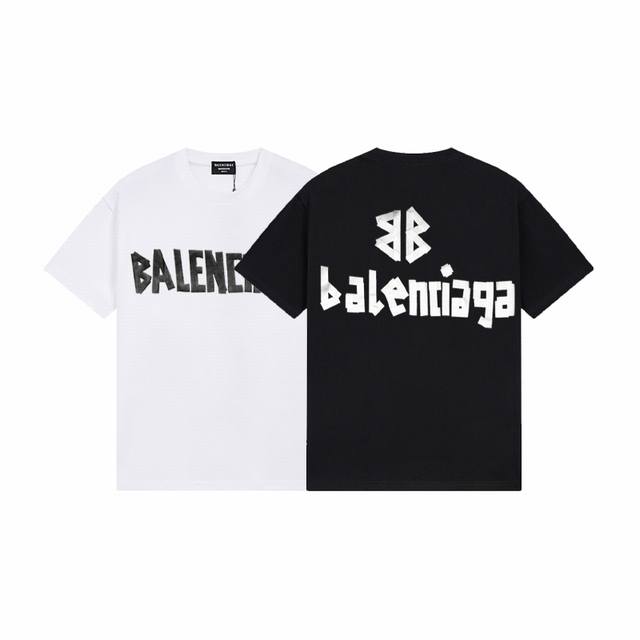 Dbb340# 2025 Balenciaga巴黎世家金属质感胶带 Logo印花短袖 宽松版型 采用260克精梳棉双纱 从面料到辅料全部三标齐全跟足Zp 进口松