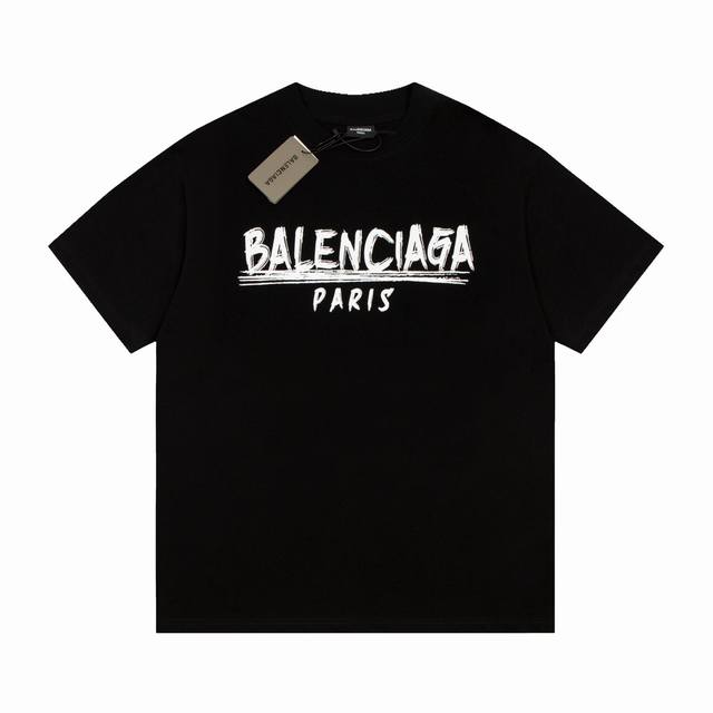 Dbb530# Balenciaga巴黎世家字母涂鸦印花短袖 宽松版型 采用260克精梳棉双纱 从面料到辅料全部三标齐全跟足Zp 进口松井公司浆料印花绝不开裂