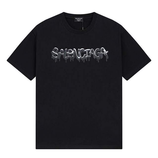 Dbb523# Balenciaga巴黎世家冰淇淋融化字体印花短袖 宽松版型 采用260克精梳棉双纱 从面料到辅料全部三标齐全跟足Zp 进口松井公司浆料印花绝不