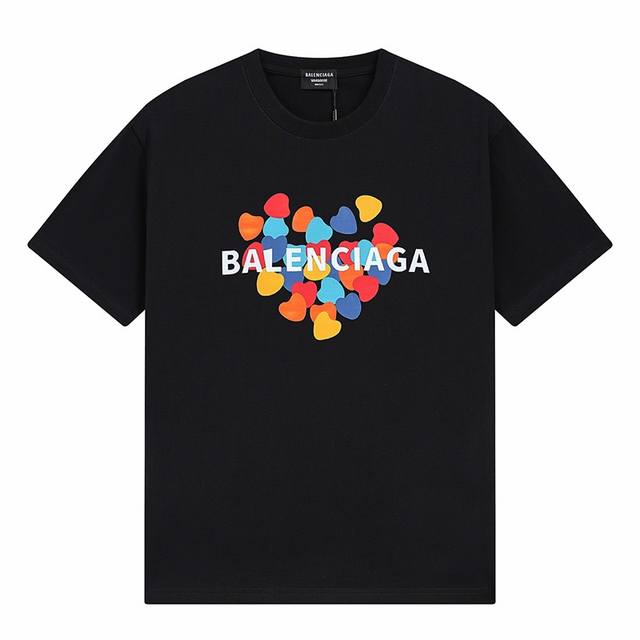 Dbb511# Balenciaga巴黎世家爱心印花短袖 宽松版型 采用260克精梳棉双纱 从面料到辅料全部三标齐全跟足Zp 进口松井公司浆料印花绝不开裂 整件