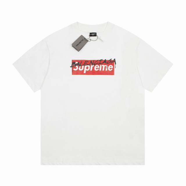 Dbb551# Balenciaga巴黎世家联名Supreme印花短袖 宽松版型 采用260克精梳棉双纱 从面料到辅料全部三标齐全跟足Zp 进口松井公司浆料印花