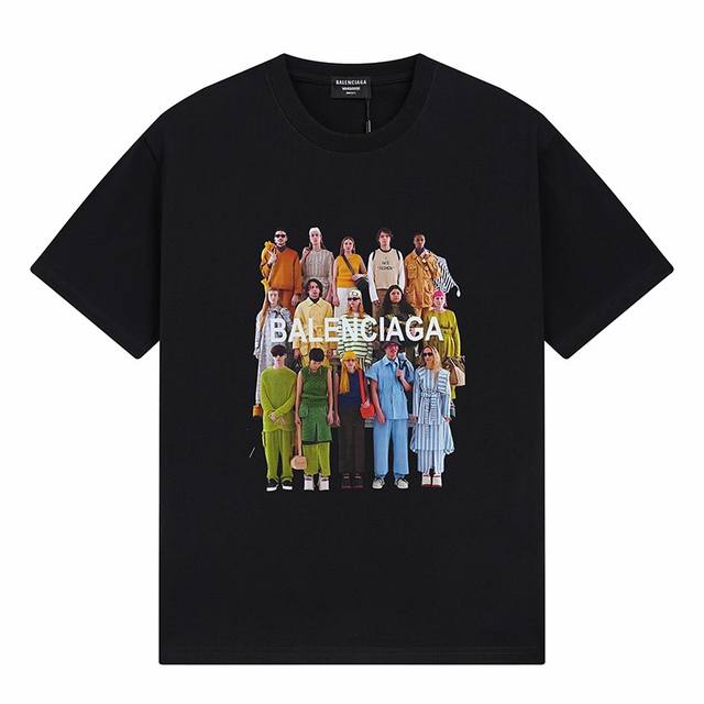 Dbb549# Balenciaga巴黎世家人物印花短袖 宽松版型 采用260克精梳棉双纱 从面料到辅料全部三标齐全跟足Zp 进口松井公司浆料印花绝不开裂 整件