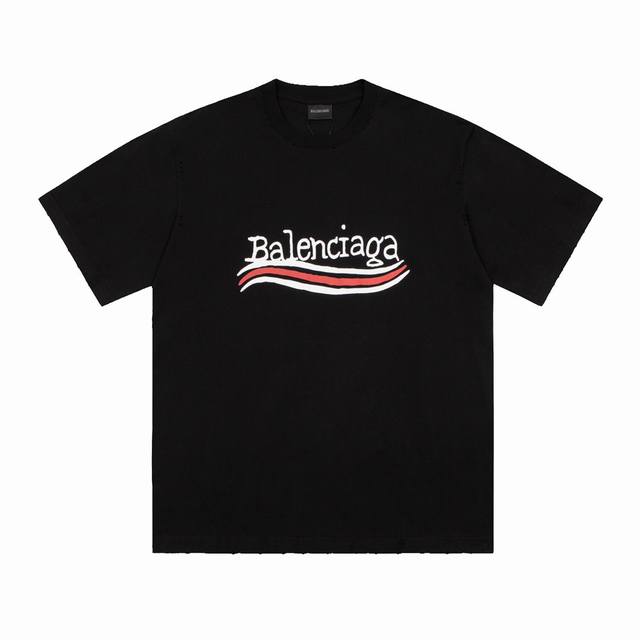 Dbb546# Balenciaga巴黎世家涂鸦字母印花短袖 宽松版型 采用260克精梳棉双纱 从面料到辅料全部三标齐全跟足Zp 进口松井公司浆料印花绝不开裂