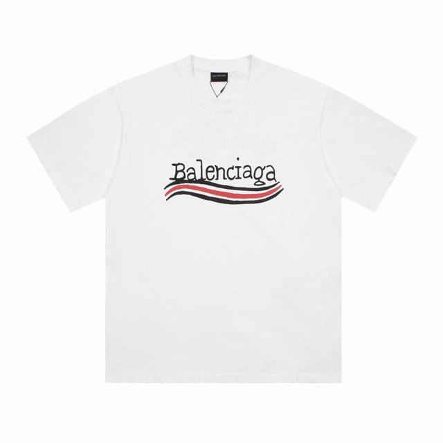 Dbb546# Balenciaga巴黎世家涂鸦字母印花短袖 宽松版型 采用260克精梳棉双纱 从面料到辅料全部三标齐全跟足Zp 进口松井公司浆料印花绝不开裂