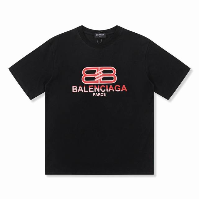 Dbb539# Balenciaga巴黎世家双B锁扣印花短袖 宽松版型 采用260克精梳棉双纱 从面料到辅料全部三标齐全跟足Zp 进口松井公司浆料印花绝不开裂