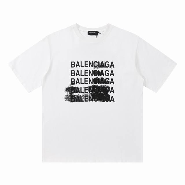 Dbb536# Balenciaga巴黎世家字母模糊涂鸦字母印花短袖 宽松版型 采用260克精梳棉双纱 从面料到辅料全部三标齐全跟足Zp 进口松井公司浆料印花绝