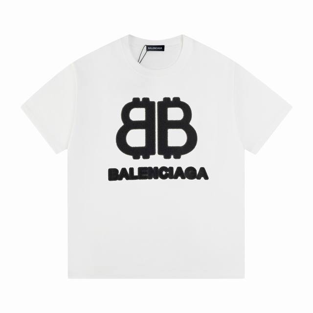 新款上新 Bal 巴黎 24F W春夏新品 康林直喷烫钻工艺 把平面图案有层次感 春夏半袖 定制260G双股面料 不易褶皱 上身极致舒适！ 颜色：白色 码数：X