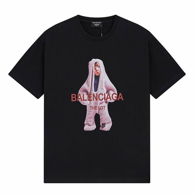 Balenciaga巴黎世家小孩印花短袖 宽松版型 采用260克精梳棉双纱 从面料到辅料全部三标齐全跟足Zp 进口松井公司浆料印花绝不开裂 整件做法采用三针五线