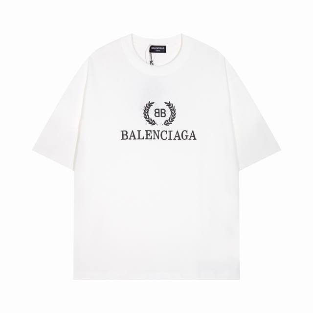 Balenciaga巴黎世家 麦穗主题字母印花短袖T恤 日本进口“兄弟”印花机器 洗水手工磨破 独家订织订染布料采用300克面料 质感舒适柔软 三标齐全 男女同