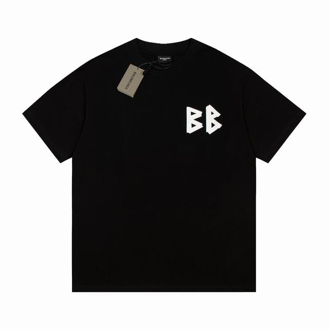 Balenciaga巴黎世家23Ss双B印花圆领短袖T恤 面料采用270G精棉双纱面料 原版面料 官方同款 定制同缸染面料 手感非常舒服 春夏最新砖柜同步 时尚