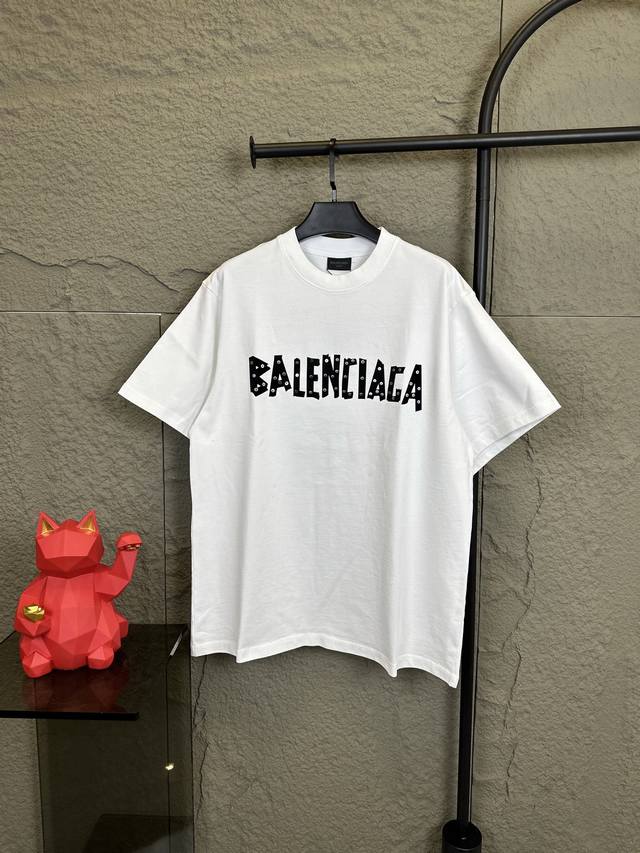 款号 Db011 Balenciaga 巴黎世家 植绒贴片Logo 高榜纯棉T恤 工艺洗水处理 面料预缩 对位整齐 无毛边 定制350G纯棉面料 搭配350G1