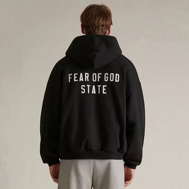 Fog-8831#Fear Of God Essentials24秋冬刺绣款美式加绒拉链外套卫衣S-Xl