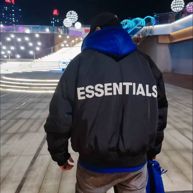 Fog8802# Fog Fear Of God Essentials复线短款字母印花高街棉服夹克外套男S_Xl
