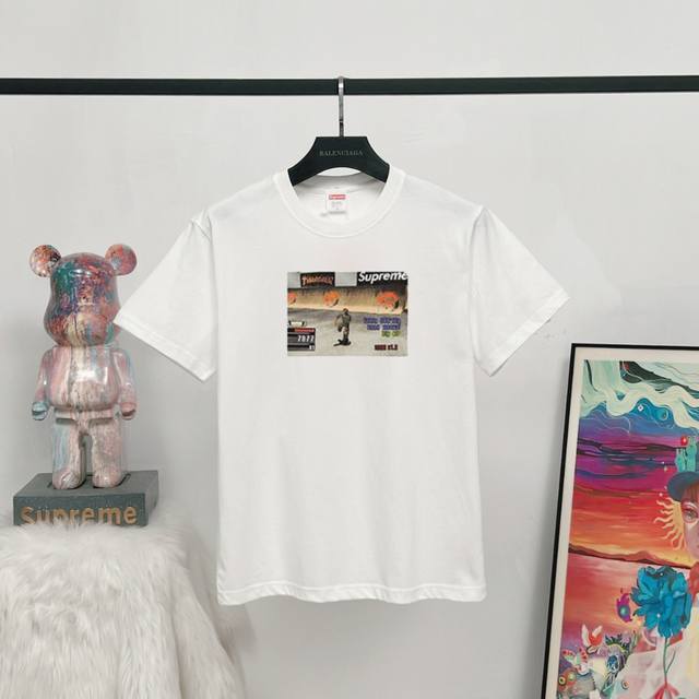 款号:Q12 # Supreme Week 5 X Thrasher 联名款 Game Tee 休闲圆领印花游戏短袖T恤 男女同款 宽松版型 采用260克精梳棉