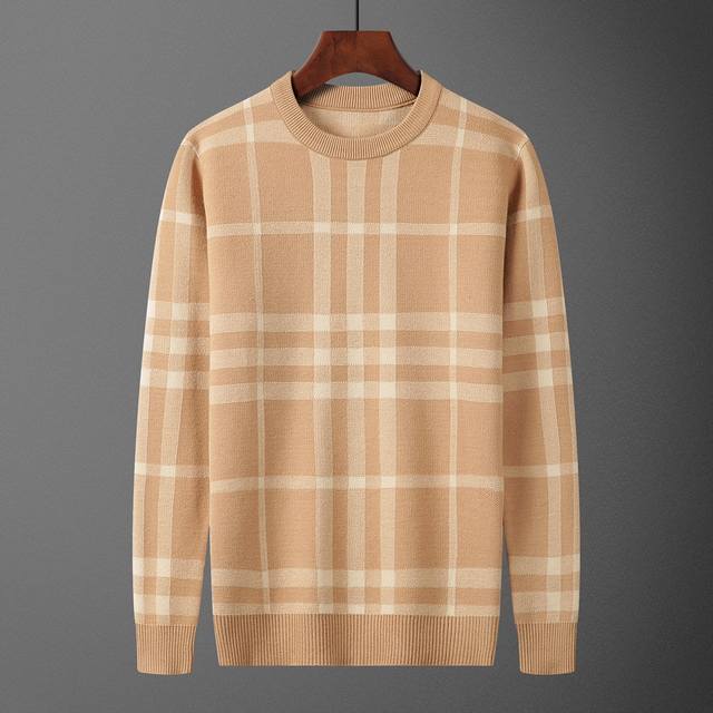 Burberry，毛衣，款号M2202#，码数:M-Xxxl，面料: 莫代尔.抗起球，颜色:卡其色