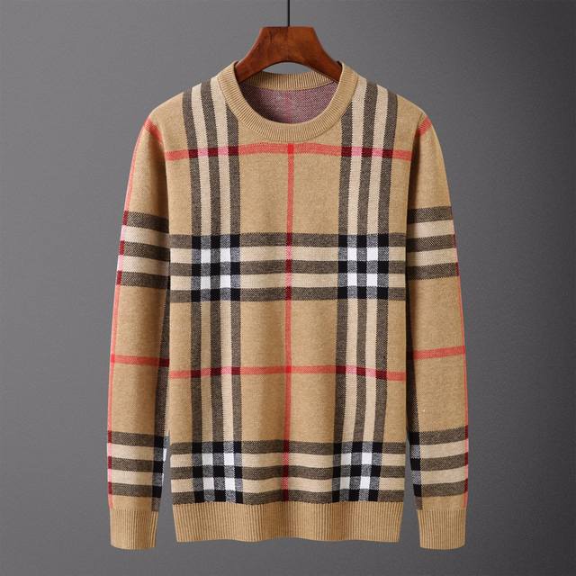 Burberry，毛衣，款号M2131#，码数:M-Xxxl，面料: 莫代尔.抗起球，颜色:卡其色
